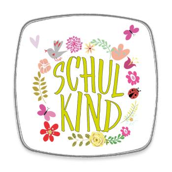 Schulkind Blumenkranz  - Viereckiger Kühlschrankmagnet - Weiß - Vorne