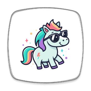 Licorne arc en ciel lunettes soleil - Magnet carré - blanc - Devant