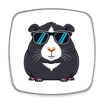 Kapybara Schwarze Kühle Sonnenbrillen - Viereckiger Kühlschrankmagnet - Weiß - Vorne