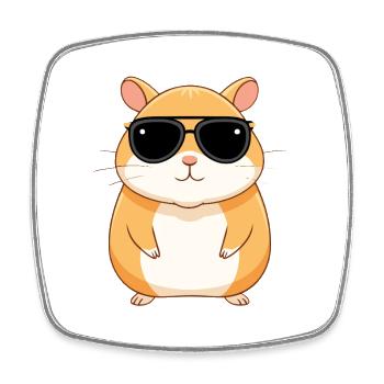Hamster Glam Dark Glasses - Viereckiger Kühlschrankmagnet - Weiß - Vorne