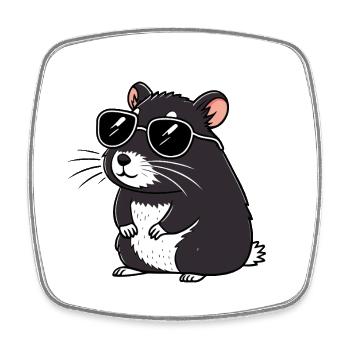 Hmster chic lunettes noires - Magnet carré - blanc - Devant
