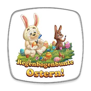 Siggi und der Zauberwald - Ostern Eier bemalen - Viereckiger Kühlschrankmagnet - Weiß - Vorne