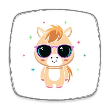 Pony chic purple glasses - Square fridge magnet - white - Front