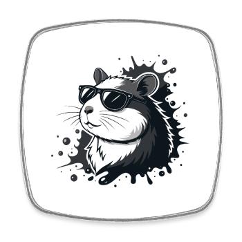 Schicke Hamster-Schwarzbrillen-Spritzer - Viereckiger Kühlschrankmagnet - Weiß - Vorne
