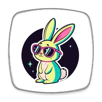 Lapin néon chic lunettes soleil - Magnet carré - blanc - Devant
