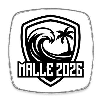 Blason de plage Malle 2026 - Magnet carré - blanc - Devant