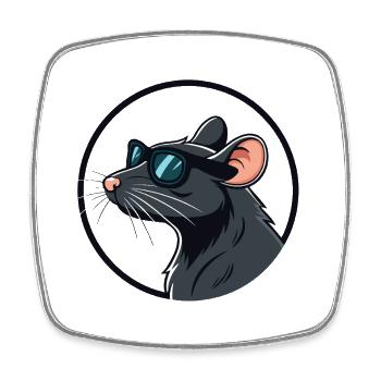 Rat élégant en lunettes sur cercle - Magnet carré - blanc - Devant