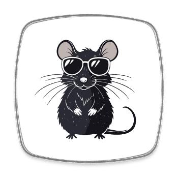 Mouse Hipster Glasses - Square fridge magnet - white - Front
