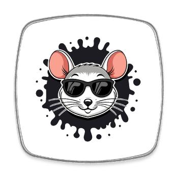 Souris Cool Lunettes de Soleil Ink Splash - Magnet carré - blanc - Devant