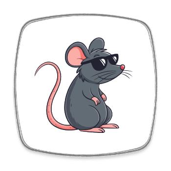 Ratten-Stilvolle Dunkle Brille - Viereckiger Kühlschrankmagnet - Weiß - Vorne
