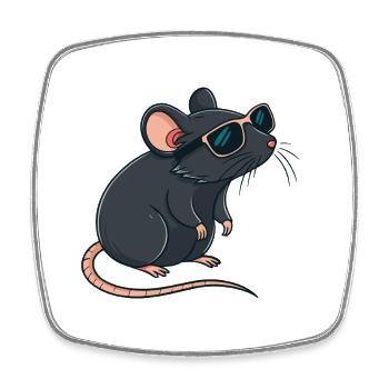 Rat Chic Sonnenbrille - Viereckiger Kühlschrankmagnet - Weiß - Vorne