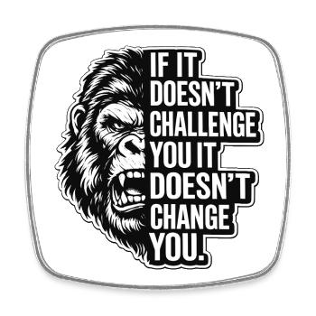 Gorilla Angry Monkey Fitness Life Challenge - Square fridge magnet - white - Front