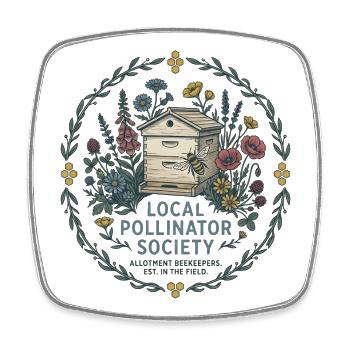 Local Pollinator Society - Allotment Bee Keeper - Square fridge magnet - white - Front