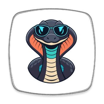 Cobra Chic Sonnenbrille - Viereckiger Kühlschrankmagnet - Weiß - Vorne