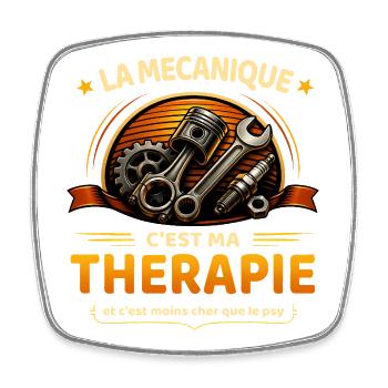 La mécanique c’est ma thérapie – humour mécanicien - Magnet carré - blanc - Devant