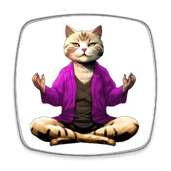Cat Yogi - Square fridge magnet - white - Front