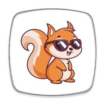 Schicke Eichhörnchen-Sonnenbrille - Viereckiger Kühlschrankmagnet - Weiß - Vorne