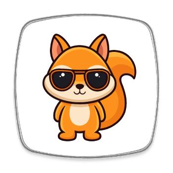 Écureuil Cool - Lunettes de Soleil Style Kawaii - Magnet carré - blanc - Devant