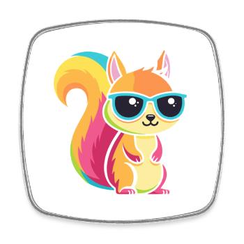 Regenbogen-Eichhörnchen mit Brille - Viereckiger Kühlschrankmagnet - Weiß - Vorne