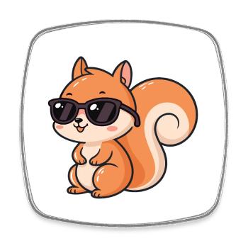 Cartoon squirrel black glasses - Square fridge magnet - white - Front