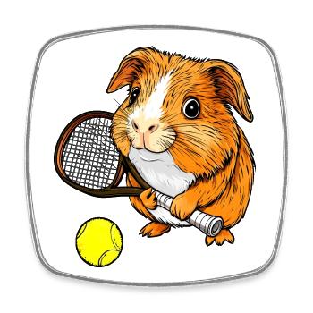 Meerschweinchen Tennis - Viereckiger Kühlschrankmagnet - Weiß - Vorne