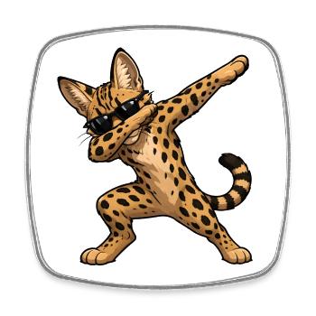 Dabbing Savannah Cat - Square fridge magnet - white - Front