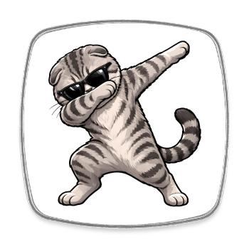 Dabbing Scottish Fold - Square fridge magnet - white - Front