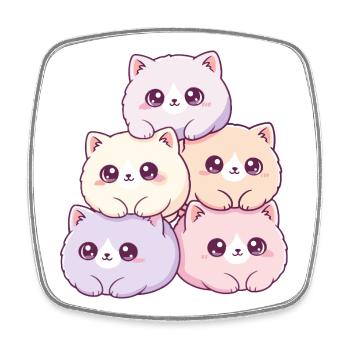 Pastel cats bunch cuddly happy - Square fridge magnet - white - Front