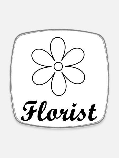 Artisan florist sleek floral logo - Square fridge magnet - white