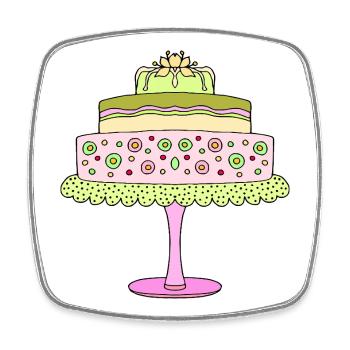 Gâteau - Magnet carré - blanc - Devant