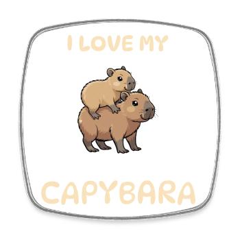Capybara T-Shirt süß – Kids Huckepack Design - Viereckiger Kühlschrankmagnet - Weiß - Vorne