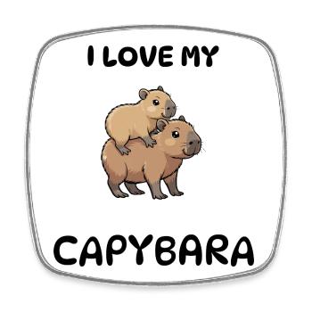 Capybara T-Shirt süß – Kids Huckepack Design - Viereckiger Kühlschrankmagnet - Weiß - Vorne