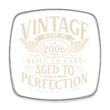 Vintage 2006 Jahrgang Geburtstag Retro Geschenk - Viereckiger Kühlschrankmagnet - Weiß - Vorne