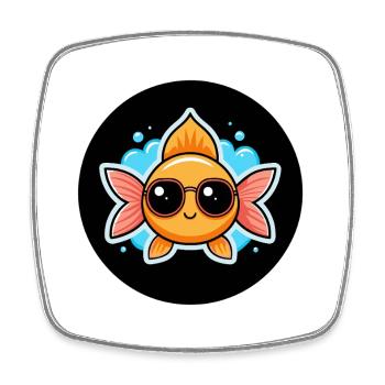 Poisson Chouette et Lunettes - Magnet carré - blanc - Devant