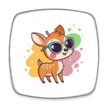 Fawn Pastell-Gläser - Viereckiger Kühlschrankmagnet - Weiß - Vorne