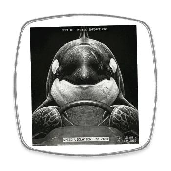 Fish Flashed - Square fridge magnet - white - Front