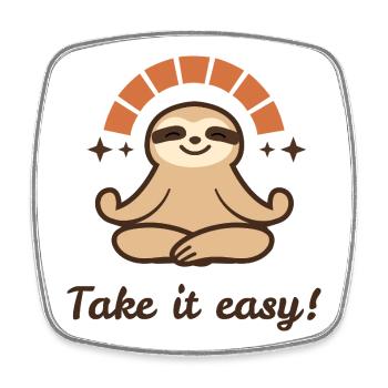 Take it easy – Relaxed Sloth Design - Square fridge magnet - white - Front