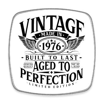 Vintage 1976 Jahrgang Geburtstag Retro Geschenk - Viereckiger Kühlschrankmagnet - Weiß - Vorne