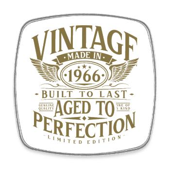 1966 Jahrgang geboren Vintage Geburtstag Geschenk - Viereckiger Kühlschrankmagnet - Weiß - Vorne