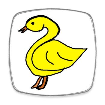 Yellow Duck Silhouette Black - Square fridge magnet - white - Front