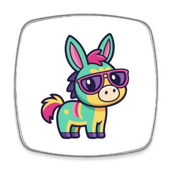 Colorful Donkey in Retro Glasses - Square fridge magnet - white - Front