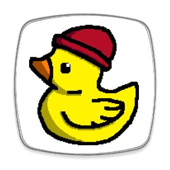 Cute Pixel Duck in Red Beanie - Square fridge magnet - white - Front