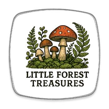 Little Forest Treasures Pilzparadies - Viereckiger Kühlschrankmagnet - Weiß - Vorne