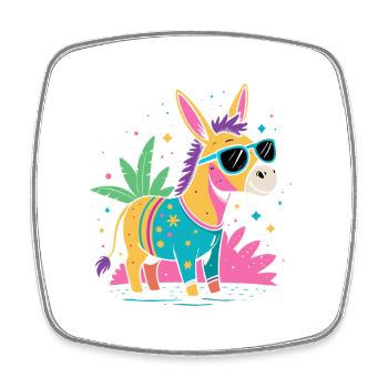 Eselfestliche Regenbogensonnenbrille - Viereckiger Kühlschrankmagnet - Weiß - Vorne