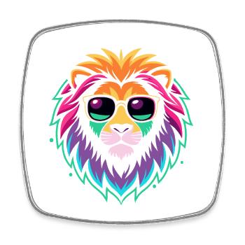 Rainbow Lion Sunglasses - Square fridge magnet - white - Front
