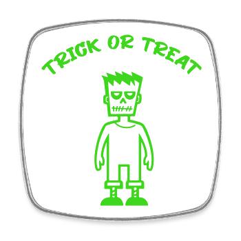 Trick or Treat Neon Monster Green - Square fridge magnet - white - Front