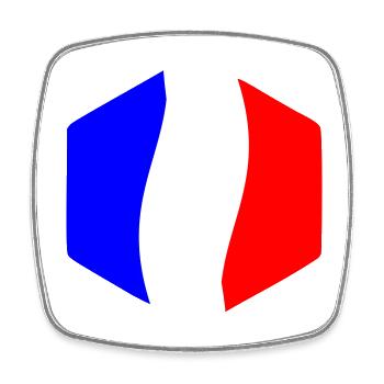 Abstract Tricolor Blue White Red Curved - Square fridge magnet - white - Front