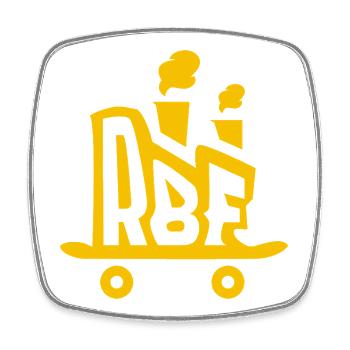 Rolling Board Factory Logo Yellow - Square fridge magnet - white - Front
