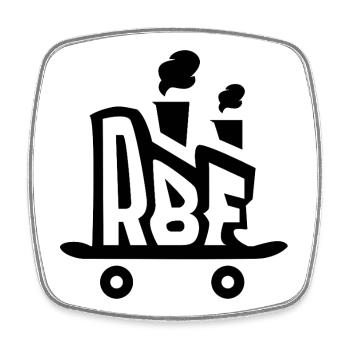 Roller Board Factory Logo Black - Square fridge magnet - white - Front