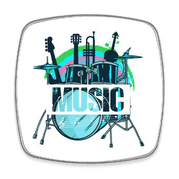 Vibrant Drum Set Splash - Square fridge magnet - white - Front